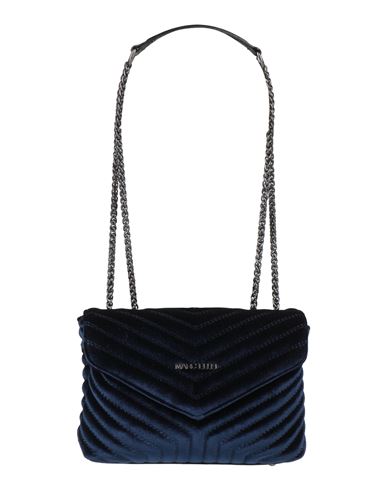 Marc Ellis Woman Shoulder Bag Midnight Blue Size - Soft Leather, Textile Fibers