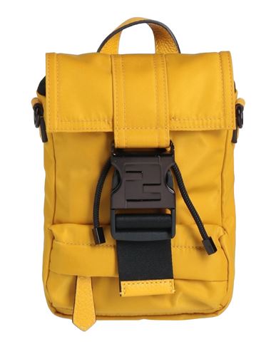 Fendi Man Shoulder Bag Ocher Size - Textile Fibers In Yellow