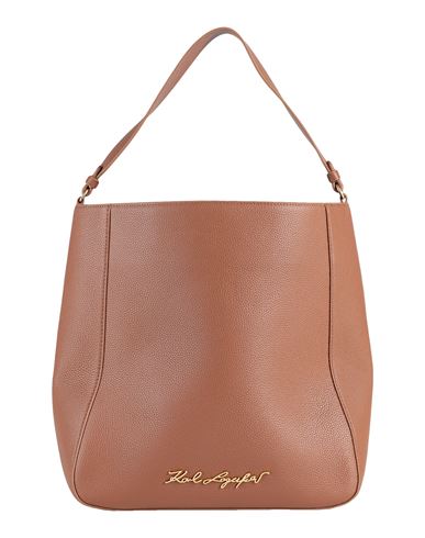 Karl Lagerfeld K/pebble Hobo Woman Handbag Brown Size - Bovine Leather In Brown