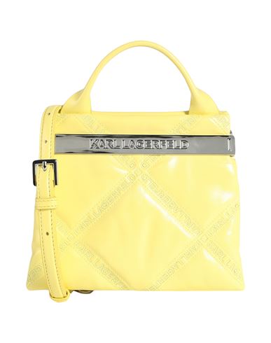 Karl Lagerfeld K/kross Debossed Sm Top Handle Woman Handbag Yellow Size - Bovine Leather