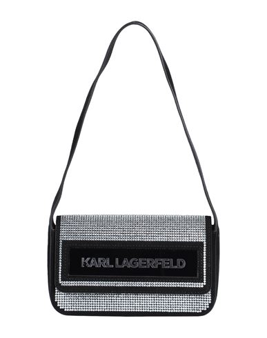Karl Lagerfeld Icon K Sm Flap Shb Crys Woman Handbag Black Size - Bovine Leather