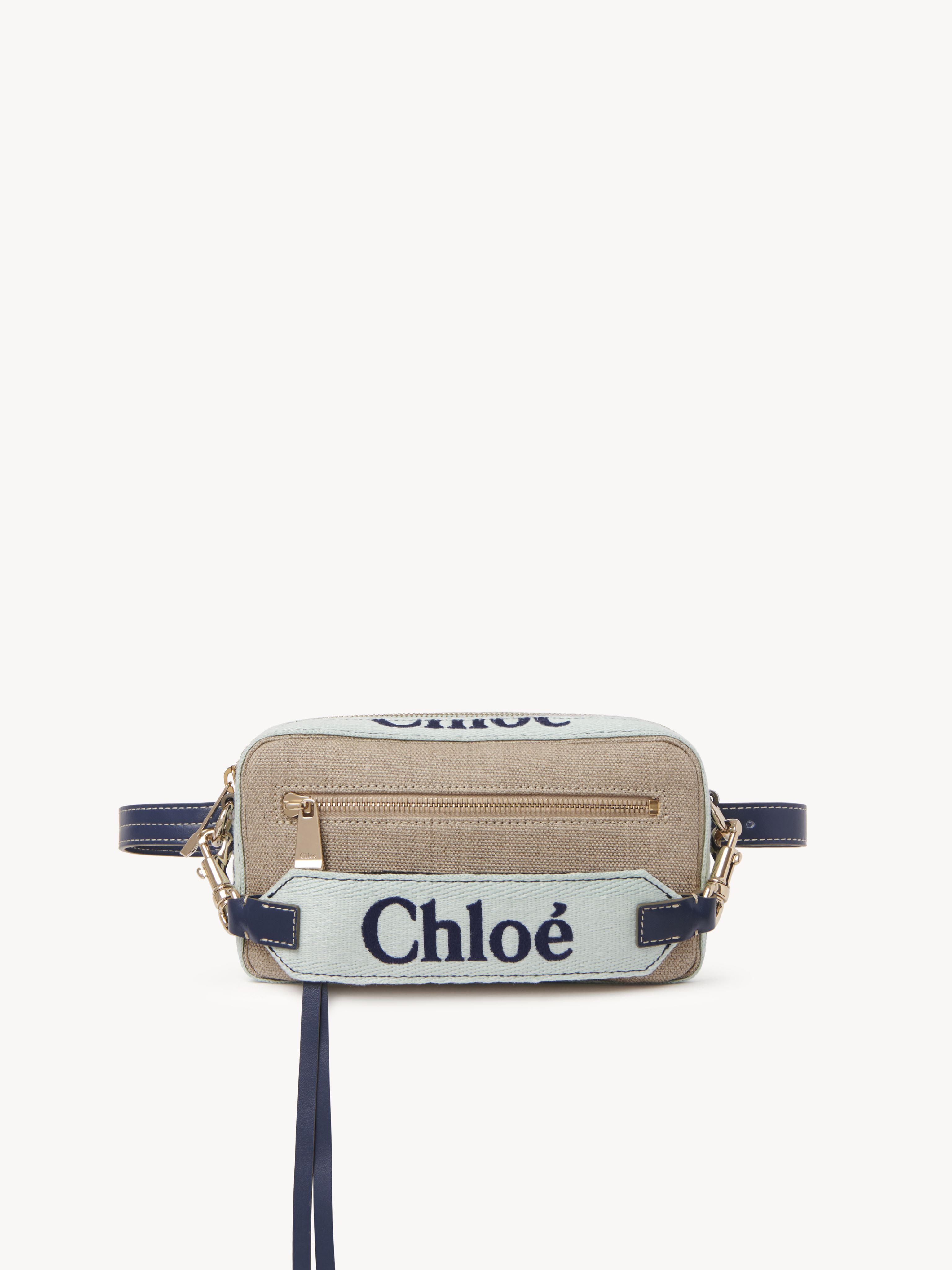 Chloé Woody Belt Bag Multicolor Size Onesize 100% Linen, Calf-skin Leather In Neutral
