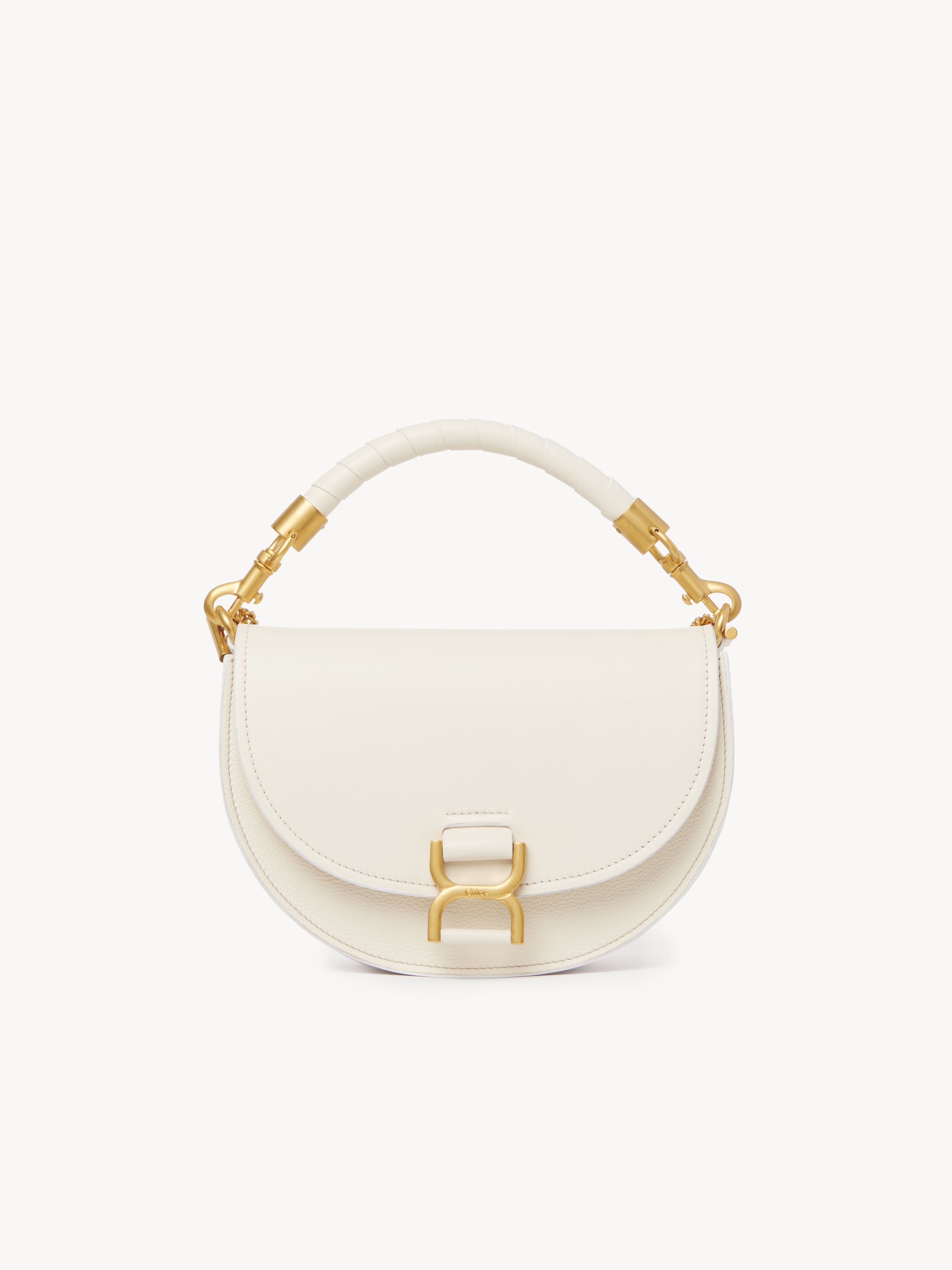 Chloé Marcie Chain Flap Bag White Size Onesize 100% Calf-skin Leather In Blanc