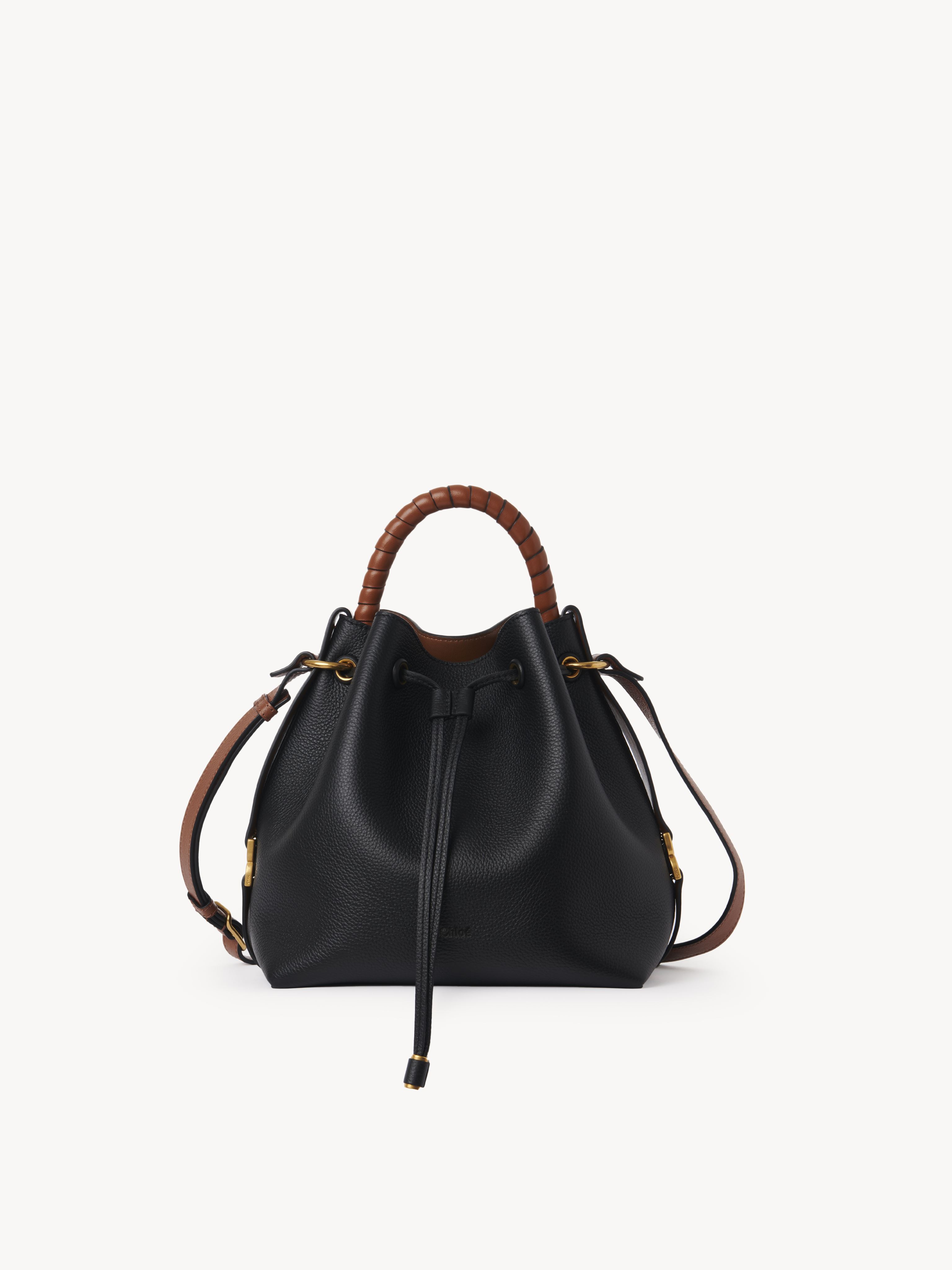 Chloé Marcie Bucket Bag In Grained Leather Black Size Onesize 100% Calf-skin Leather In Noir