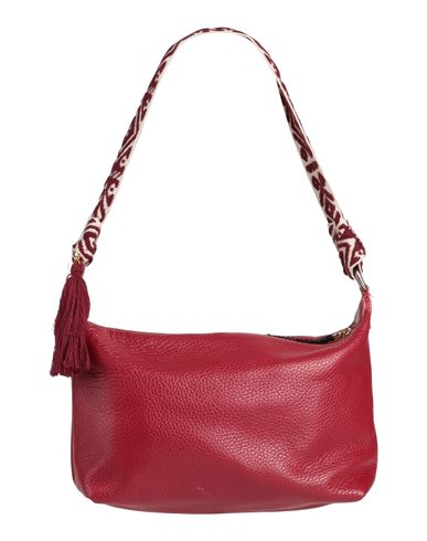 Anita Bilardi Woman Shoulder Bag Burgundy Size - Bull Skin, Cotton, Polyester In Red