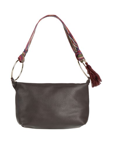 Anita Bilardi Woman Shoulder Bag Dark Brown Size - Bovine Leather, Cotton, Polyester
