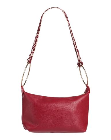 Shop Anita Bilardi Woman Shoulder Bag Burgundy Size - Bull Skin, Cotton, Polyester In Red