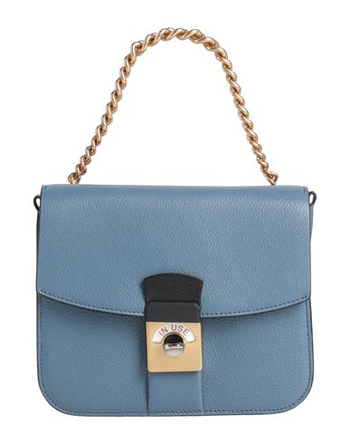 Maison Margiela Woman Handbag Slate Blue Size - Goat Skin, Cotton, Brass, Zinc, Metal