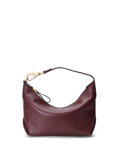 Lauren Ralph Lauren Leather Small Kassie Shoulder Bag Woman Handbag Burgundy Size - Bovine Leather In Red