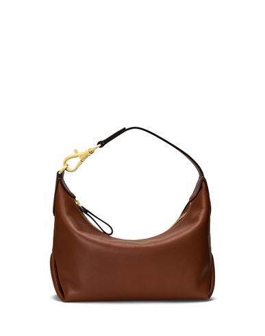 Lauren Ralph Lauren Leather Small Kassie Shoulder Bag Woman Handbag Tan Size - Bovine Leather In Brown