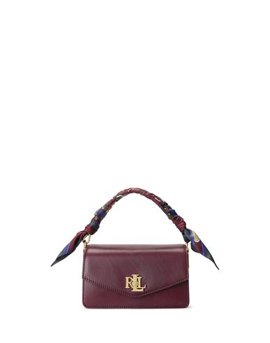Lauren Ralph Lauren Scarf-trim Small Tayler Crossbody Bag Woman Handbag Deep Purple Size - Bovine Le In Burgundy/estate Belting