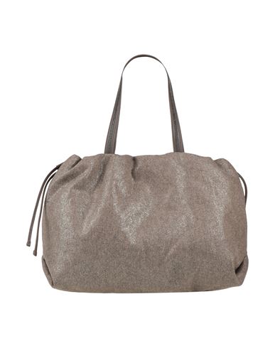 Brunello Cucinelli Woman Shoulder Bag Khaki Size - Textile Fibers, Soft Leather In Beige