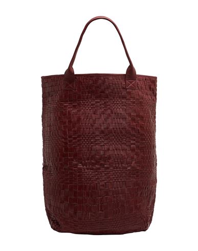 8 By Yoox Weaved Leather Maxi Tote Woman Handbag Burgundy Size - Soft Leather In Red