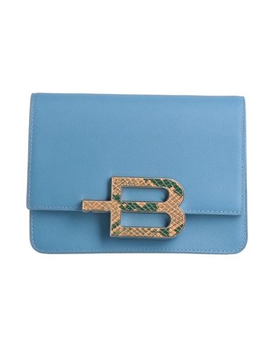 Baldinini Woman Handbag Pastel Blue Size - Calfskin, Pvc - Polyvinyl Chloride