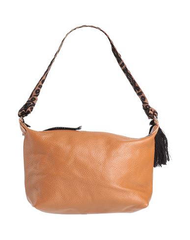 Shop Anita Bilardi Woman Handbag Camel Size - Calfskin, Cotton, Polyester In Beige