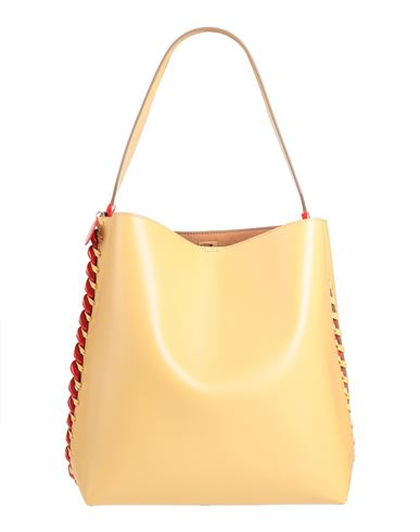 Stella Mccartney Woman Shoulder Bag Ocher Size - Polyester, Polyurethane In Yellow