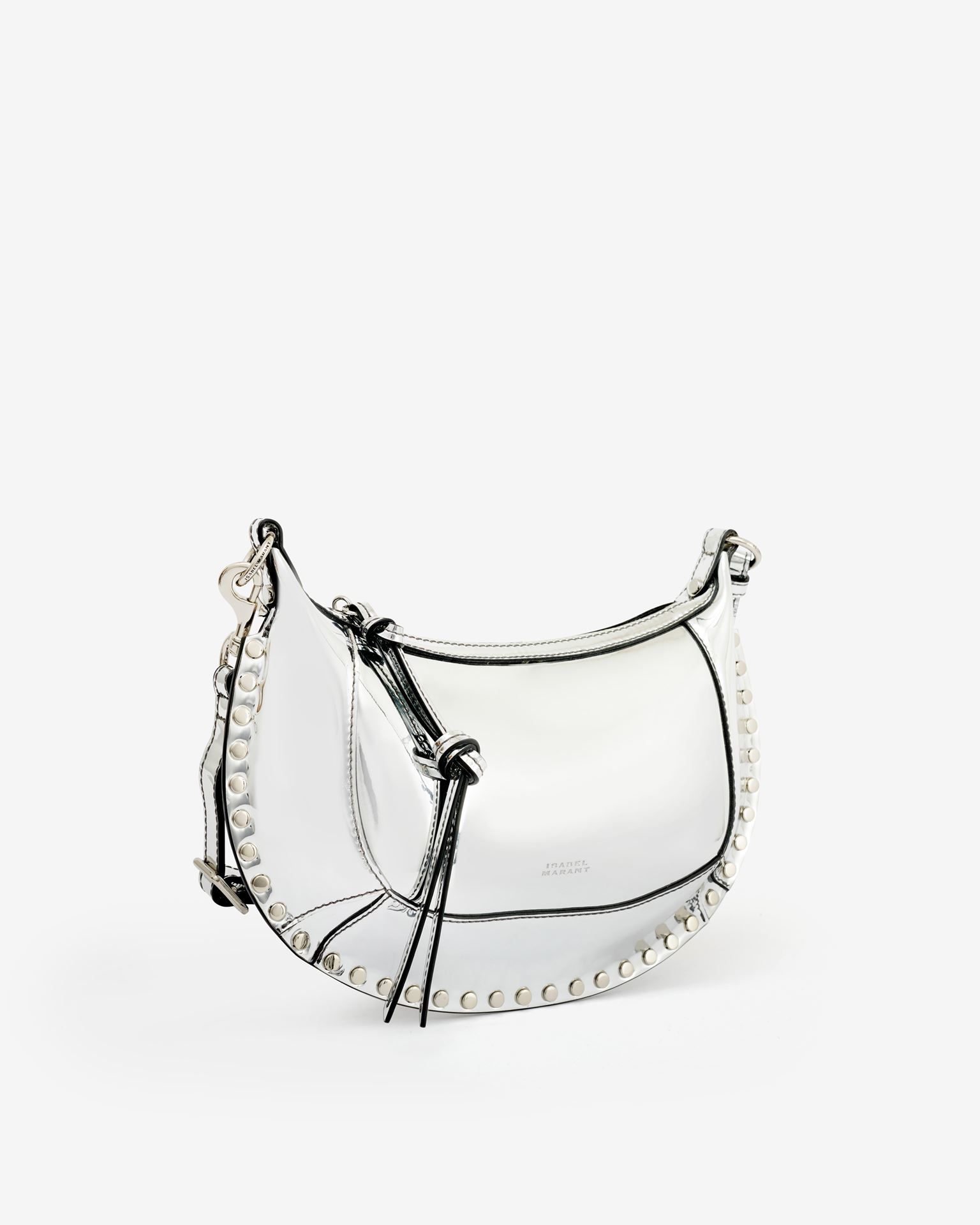 Shop Isabel Marant Oskan Moon Leather Shoulder Bag In Silver