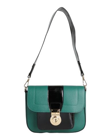 Ab Asia Bellucci Woman Shoulder Bag Deep Jade Size - Soft Leather In Green