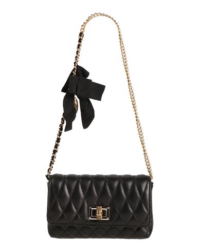 Lanvin Woman Shoulder Bag Black Size - Lambskin, Viscose, Silk, Brass