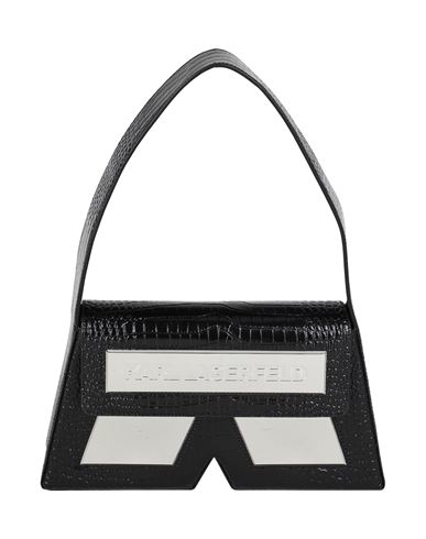 Karl Lagerfeld Icon K Shb Croc Woman Handbag Black Size - Bovine Leather
