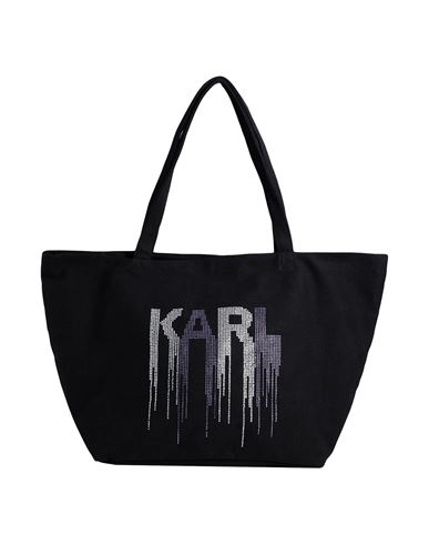 Karl Lagerfeld K/letters 2.0 Rhnstn Shopper Woman Shoulder Bag Black Size - Recycled Cotton, Cotton