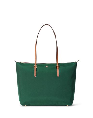 Lauren Ralph Lauren Nylon Medium Keaton Tote Woman Handbag Green Size - Recycled Nylon, Polyurethane