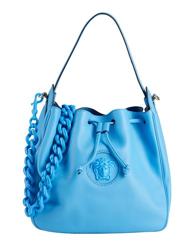 Versace Woman Handbag Azure Size - Calfskin In Blue