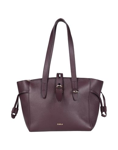 Shop Furla Net S Tote 24 Woman Handbag Deep Purple Size - Calfskin