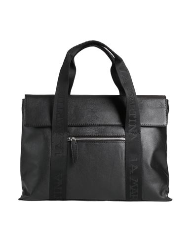 La Martina Man Handbag Black Size - Calfskin, Textile Fibers