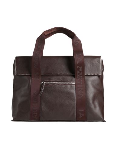 La Martina Man Handbag Dark Brown Size - Calfskin, Textile Fibers
