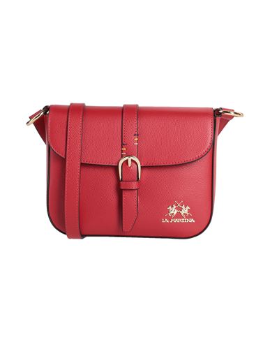 La Martina Woman Cross-body Bag Tan Size - Bovine Leather In Red