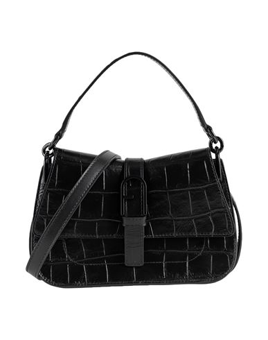 Shop Furla Flow Mini Top Handle Woman Handbag Black Size - Calfskin