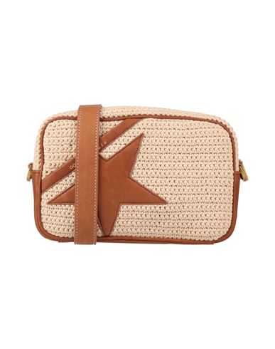 Shop Golden Goose Woman Cross-body Bag Beige Size - Textile Fibers, Soft Leather