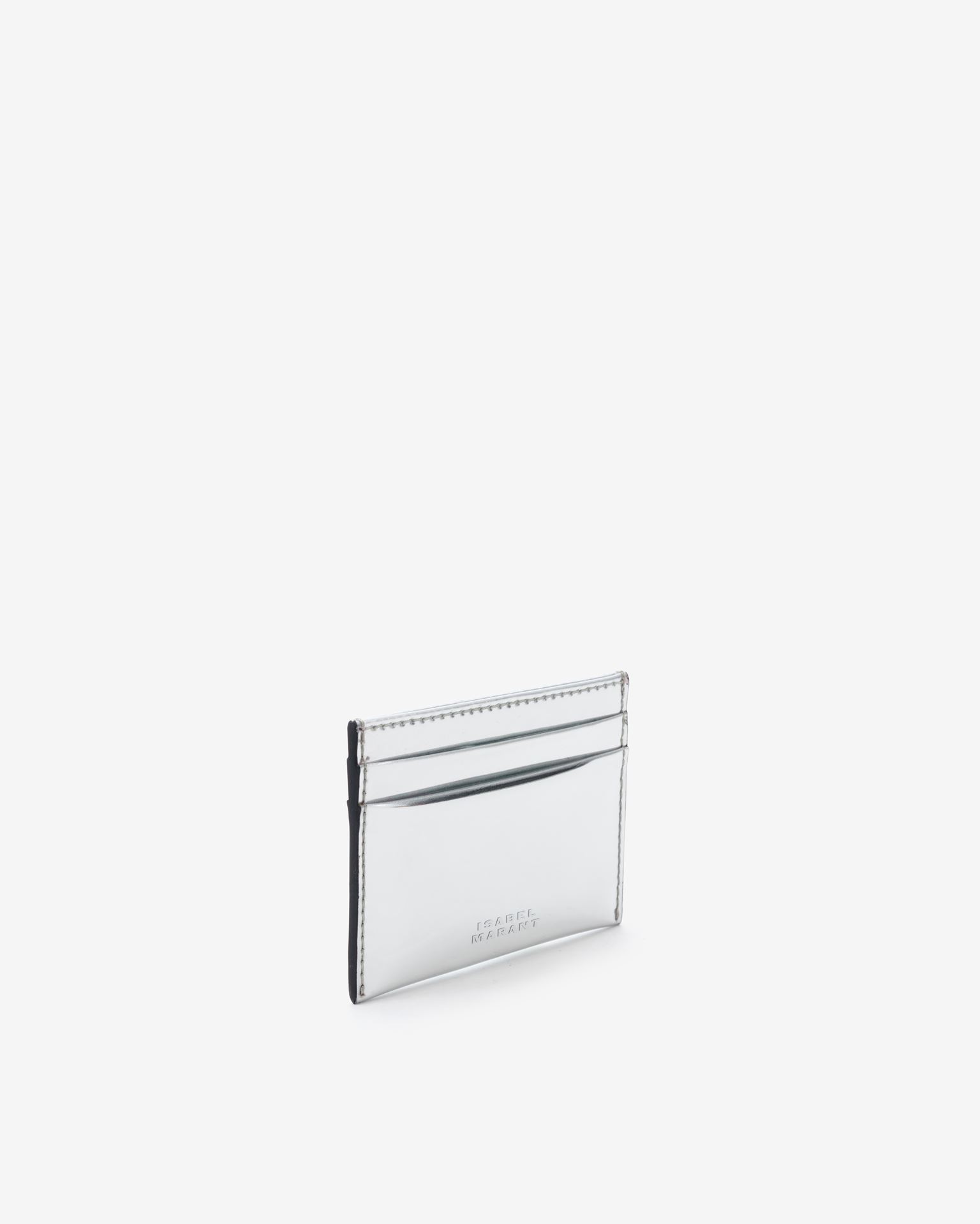 Isabel Marant Chiba Leather Card Holder In Silver