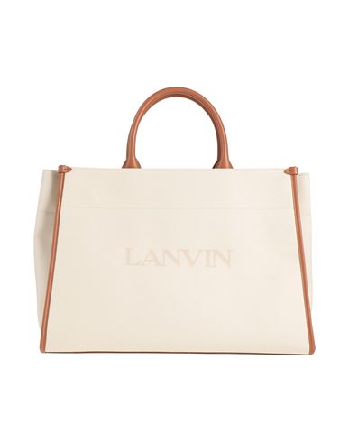Lanvin Woman Handbag Ivory Size - Cotton, Zamak, Calfskin In White