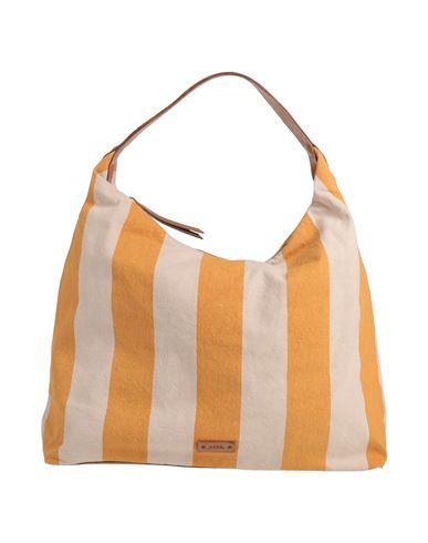 Afar Woman Shoulder Bag Mandarin Size - Cotton, Bovine Leather In Orange