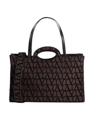 Valentino Garavani Woman Handbag Black Size - Textile Fibers, Leather In Brown
