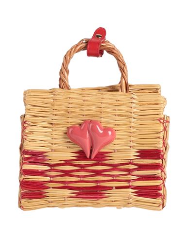Heimat Atlantica Woman Handbag Red Size - Reed Straw, Leather, Porcelain, Brass In Neutral