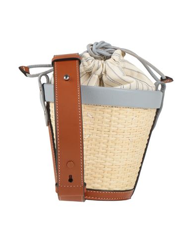 Shop Maison Margiela Woman Cross-body Bag Light Grey Size - Vegetable Fiber, Cow Leather, Goat Skin, Cott