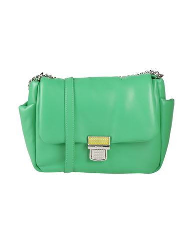 Shop Msgm Woman Cross-body Bag Green Size - Leather