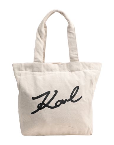 Shop Karl Lagerfeld Woman Handbag Beige Size - Cotton