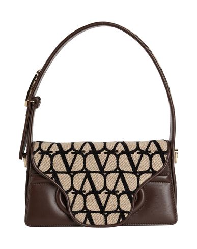 Shop Valentino Garavani Woman Handbag Dark Brown Size - Leather, Textile Fibers