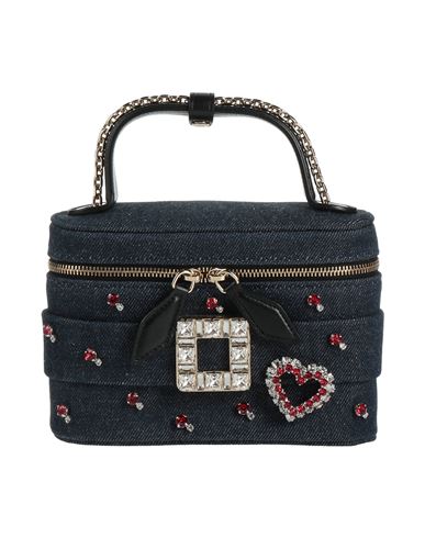 Shop Roger Vivier Woman Handbag Blue Size - Textile Fibers, Leather