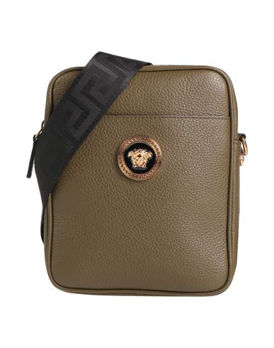 Versace Man Cross-body Bag Military Green Size - Calfskin In Green