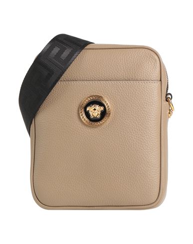 Versace Man Cross-body Bag Khaki Size - Calfskin In Beige