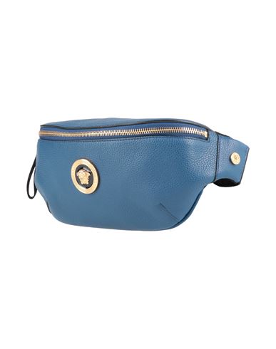 Versace Man Belt Bag Navy Blue Size - Calfskin In Brown