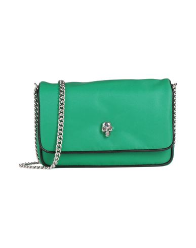 Shop Alexander Mcqueen Woman Cross-body Bag Green Size - Textile Fibers