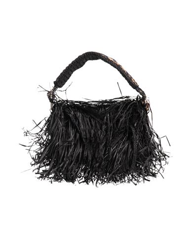Shop Made For A Woman Woman Cross-body Bag Black Size - Natural Raffia