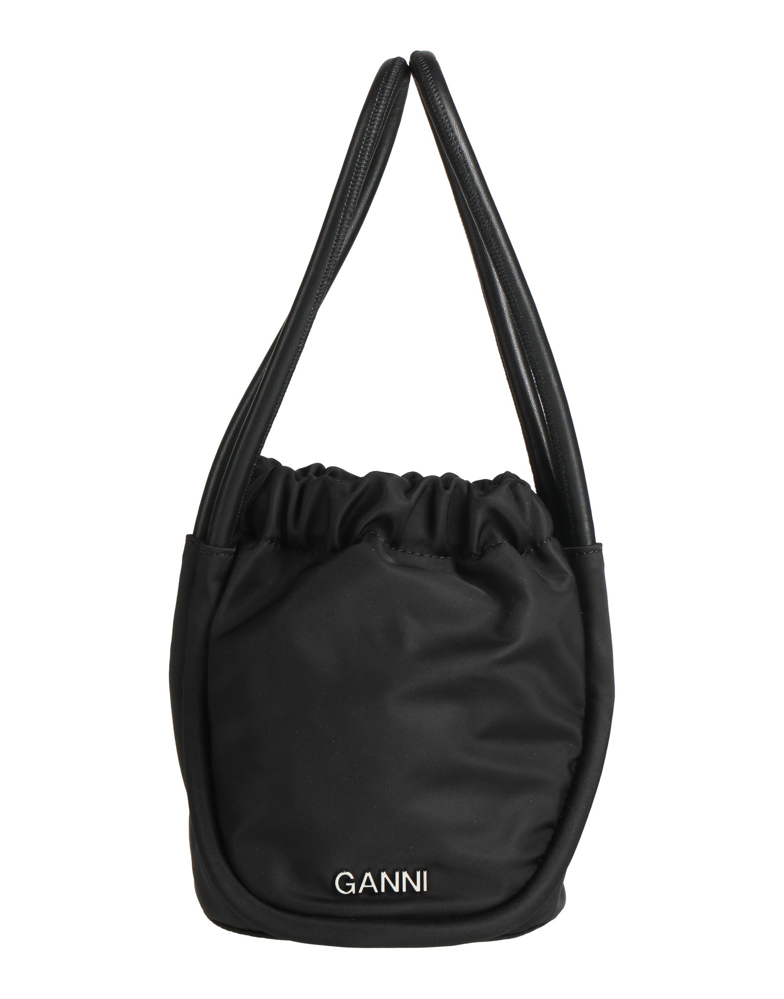 《セール開催中》GANNI レディース ハンドバッグ ブラック ナイロン 100% / リサイクルレザー / ポリウレタン