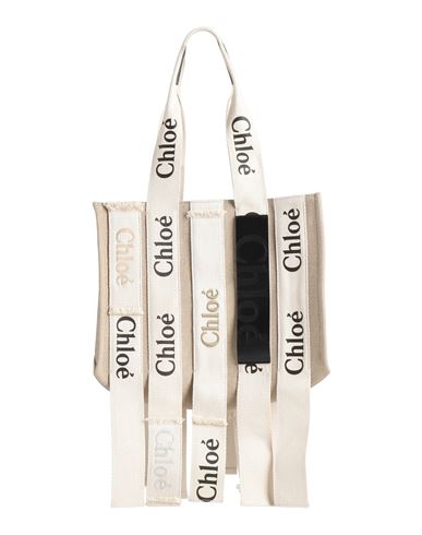 Chloé Woman Shoulder Bag Beige Size - Linen, Calfskin In Sand